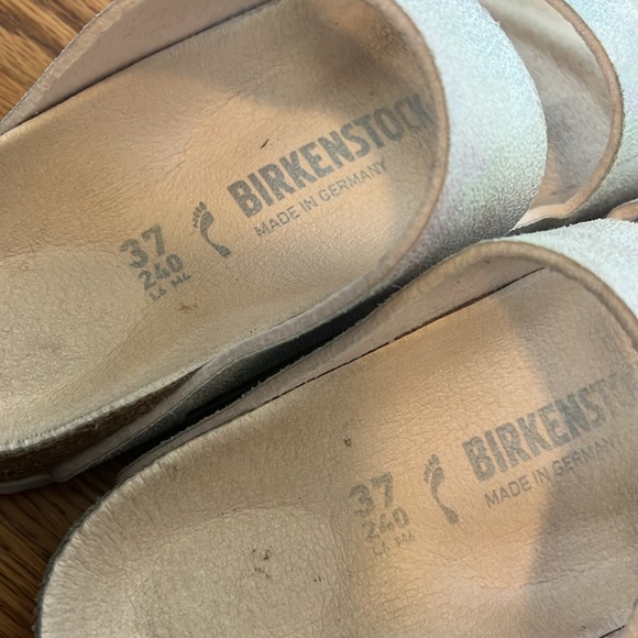 Birkenstock Arizona Vegan Iridescent Light Rose Microfiber Sandals - Picture 8 of 10